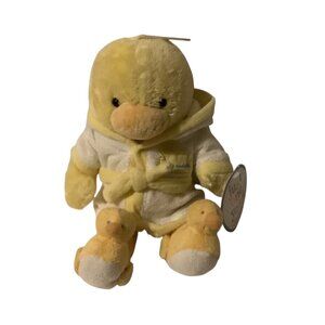 Carters Just One Year Baby Cuddles Yellow Duck Plush Robe Slippers 10.5” Toy NEW